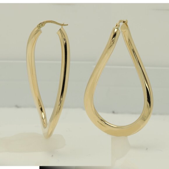 14k Swirl Hoops Earrings Italian 14k Gold Artistic twisted Shape Hoop (#10) - Picture 9 of 9